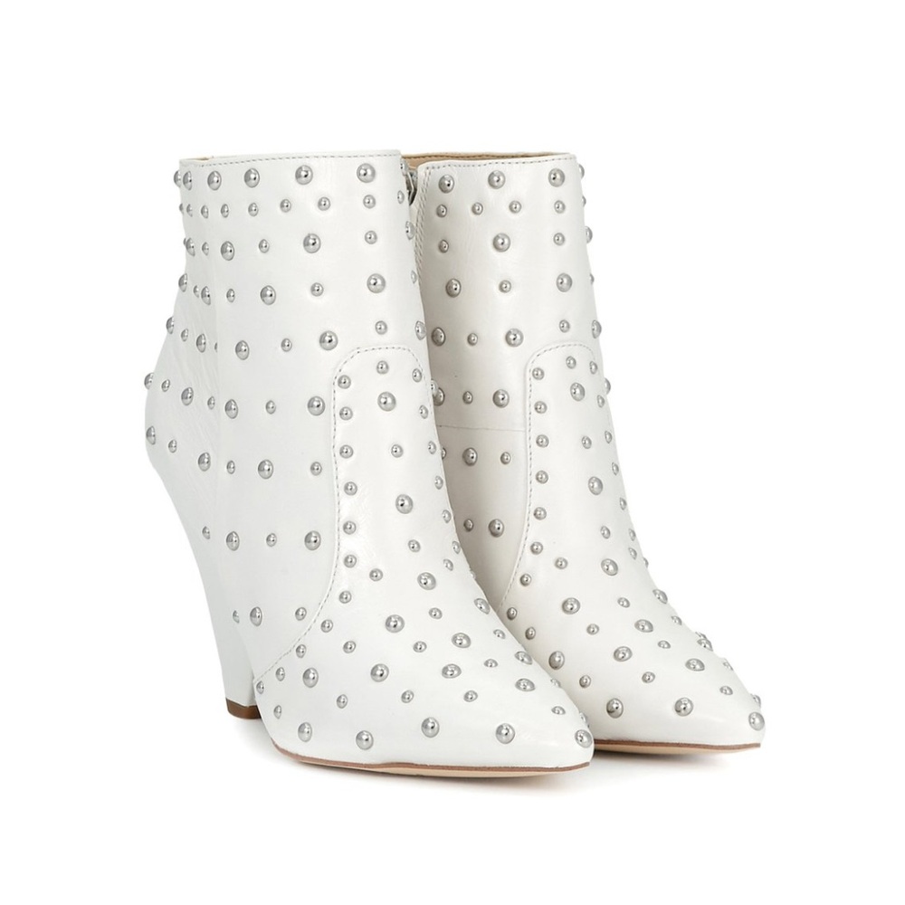 Sam Edelman White Studded Roya Ankle Booties Size 8 NWT
